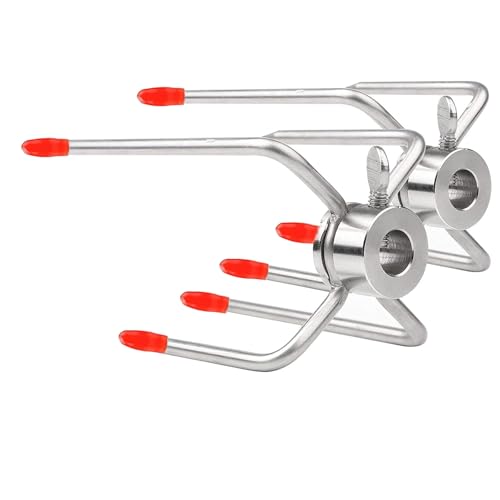 Edelstahl Fleischklammer Set für Drehspieß, 2 Fleischnadeln mit Feststellschraube und roter Schutzhülle, Grillspieß Zubehör Edelstahl Fleischklammer Set für Drehspieß, 2 Fleischnadeln mit Feststellschraube und roter Schutzhülle, Grillspieß Zubehör von Gudalea