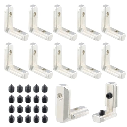 Gudalea 10 Stück Nut Innenwinkel Winkelverbinder, Eckwinkel Alu Profile Kompatibel mit Aluminium-Extrusion 3030-Serie (37x31mm mit Schrauben) von Gudalea
