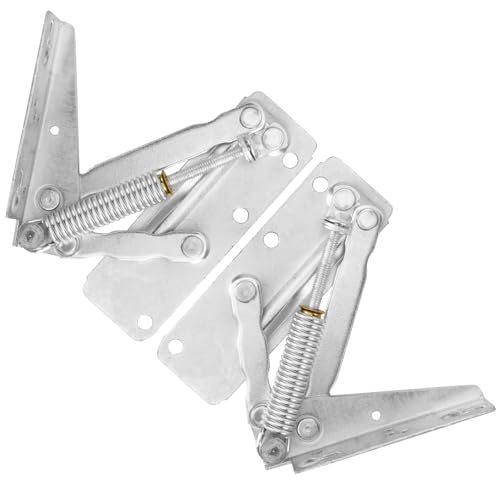 Klappbeschlag Klappscharnier, 1 Paar links + rechts, vernickeltes Metall, mit Arretierung und 240N Hochschwenk-Automatik, für Küchenmöbel-Deckelstütze von Gudalea