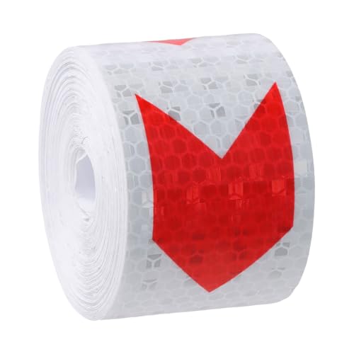 Reflektierendes Klebeband Rot Weiß 10m x 5cm, Reflektorband Selbstklebend, Klebeband Rot Weiß Reflektierend, Wasserdichtes Reflektor Aufkleber, für Warnmarkierung Sicherheit von Gudalea