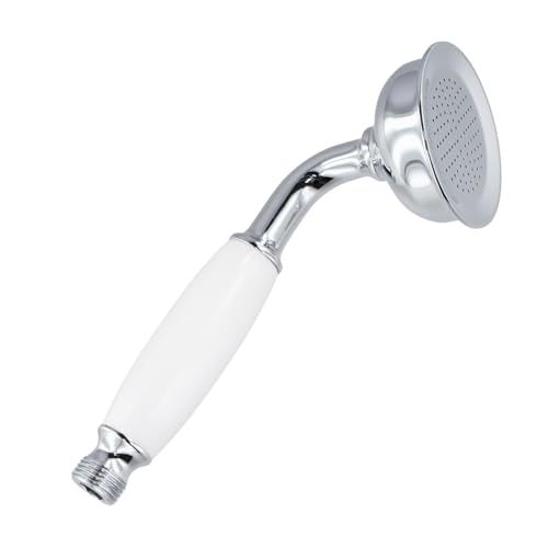 WasserhahnHandbrause Duschkopf aus Messing im traditionellen viktorianischen Stil, Retro Handbrause mit Keramikgriff Chrom poliert Nostalgie Landhausstil Badarmatur von Gudalea