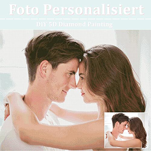 Gudina Diamond Painting Eigenes Foto, Benutzerdefiniertes 5D Diamant Painting Bilder Personalisiert Design DIY Full Diamant Bilder Personalisierte Geschenke Haus Dekoration, Rund Diamant 40x40cm von Gudina