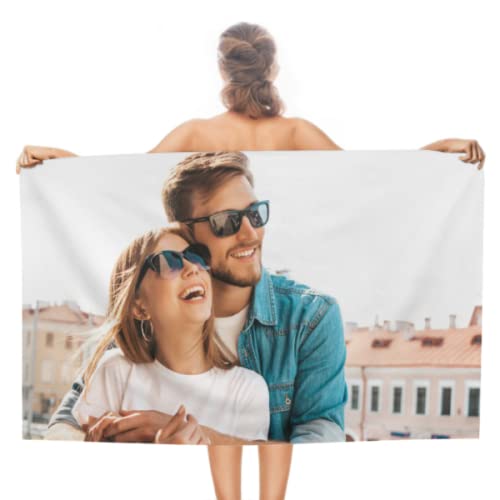 Gudina Personalisiertes Strandtuch.Personalisiertes Strandhandtuch mit Foto/Bild/Text/Name.Perfekt für Reisen, Schwimmen, Camping, Urlaub, leichte Erwachsene Strandtuch-70 * 140CM von Gudina