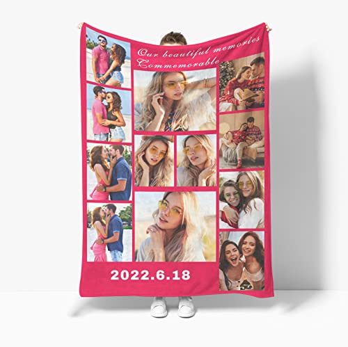 Gudina personalisierte Decke Fotodecke mit Eigenem Foto Name/extra weiche und gemütliche Sofadecke/personalisiertes Fotogeschenk/Decke mit Collage/Multiple Colors to Choose from-120X200cm von Gudina