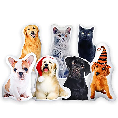 Personalisierte Haustier Kissen Hund Katze geformte Kissen-3D Duplex Druck Geformtes Fotokissen, für Wohnkultur Geburtstag Weihnachten Geschenk, 20cm von Gudina