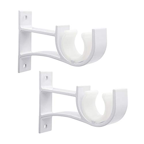 Gardinenstangenhalterung, robuste Gardinenstangenhalterung, weißer Gardinenstangenhaken für 2.5 cm bis 3.1 cm Gardinenstangen, Stangenaufhänger für die Wand, 2 Stück von Gudui