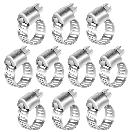 Schlauchschellen, Edelstahl-Schlauchschelle für 1/2 Zoll bis 1 Zoll Schlauchrohr, mechanische Anwendung, 10 Stück Schlauchklemmen-Set Schlauchschellen, Edelstahl-Schlauchschelle für 1/2 Zoll bis 1 Zoll Schlauchrohr, mechanische Anwendung, 10 Stück Schlauchklemmen-Set von Gudui