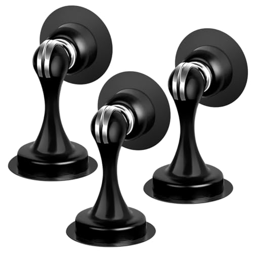 Türstopper, 3 Stück Magnetischer Türstopper, robuster magnetischer Türstopper Wandbodenhalterung, schwarz von Gudui