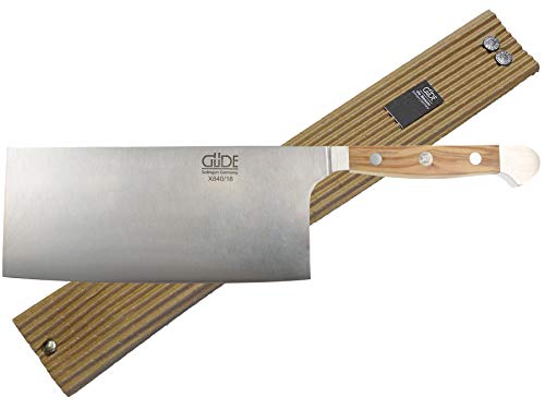 Güde Alpha Olive Messer Kochmesser Santoku Brotmesser Schälmesser Schinkenmesser Chai Dao ohne/mit Gravur + Prymo Farbe 1) Messer OHNE Gravur, Größe Chinesisches Kochmesser 18cm von Güde / Prymo.de