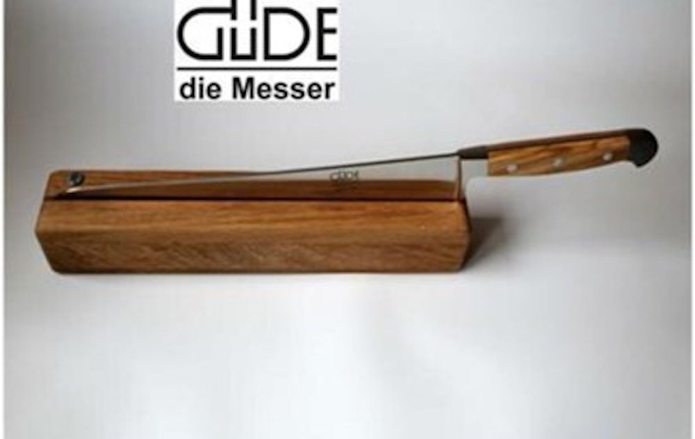 Güde Messer Solingen Brotmesser Güde Brotmesser Messer 32 cm Griff Olive mit Messerhalter aus Eiche von Güde Messer Solingen