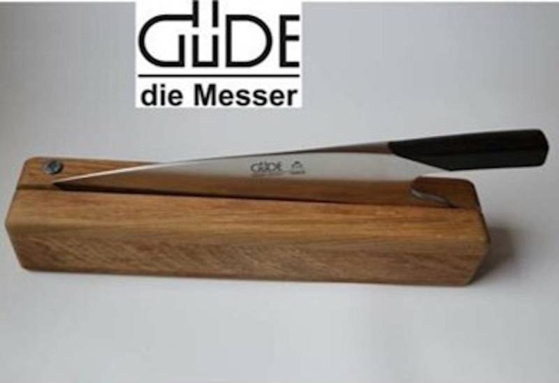 Güde Messer Solingen Kochmesser Güde The Knife mit Grenadill Holzgriff und Messerblock aus Eiche von Güde Messer Solingen