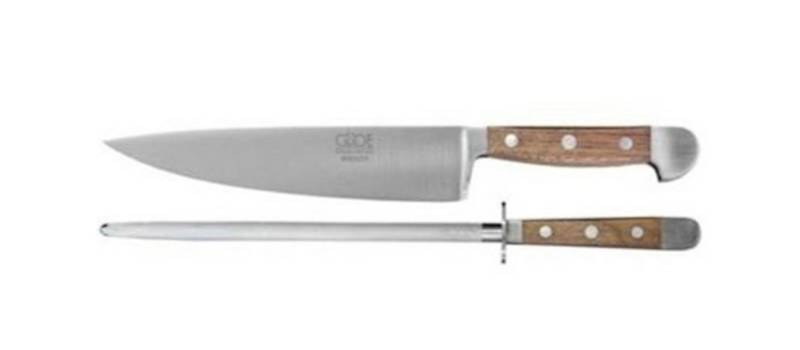 Güde Messer Solingen Messer-Set Güde Messer Kochmesser 21cm, Serie Walnuss & Güde Wetzstahl 26cm von Güde Messer Solingen
