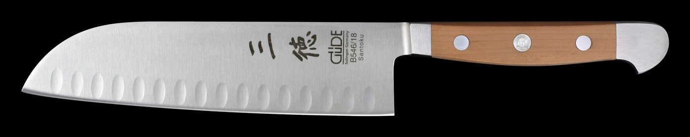 Güde Messer Solingen Santokumesser Santoku Messer, Kulle, Serie Alpha Birne, Edition Jeunes Restaurateurs, Griff Birnenholz - B546/18 von Güde Messer Solingen