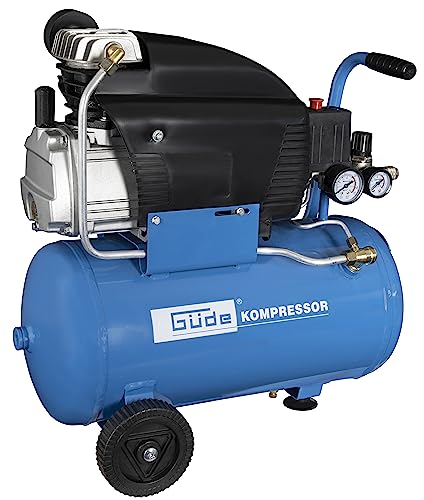 Güde Kompressor 231/10/24 (ölgeschmiert, max. 10 bar, 1500 W, Kessel 24 l, Ansaugleistung 206 l/min, Druckminderer, 2x Manometer, Sicherheitsventil, Kondensatablassschraube, Luftfilter, mobil) von Güde