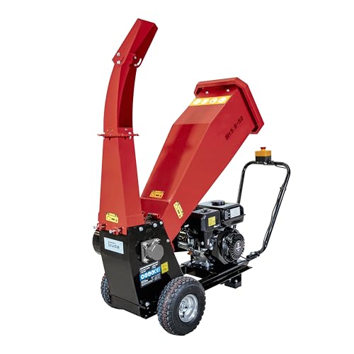 Güde Gartenhäcksler GH 5.6-50 (4-Takt Benzinmotor 4,1/5,6 (kW/PS), max. 3600 1/min, Hubraum 212 cm³, Leichtstart, max. 50 mm Aststärke, Spritzschutz, Notausschalter, luftbereifte Räder) von Güde