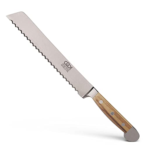 GÜDE Solingen - Brotmesser Links und Rechtshänder geschmiedet, 21 cm, Olivenholz, ALPHA OLIVE, Doppelkropf, Handmade Germany von Güde
