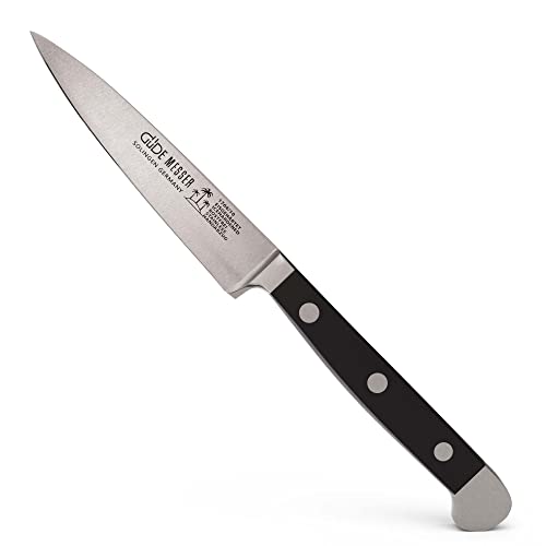 GÜDE Solingen - Spickmesser geschmiedet, 10 cm, POM schwarz, ALPHA, Office Messer, Doppelkropf, Handmade Germany von Güde