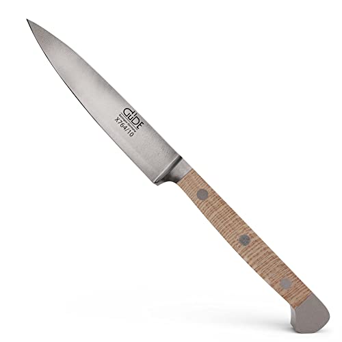 GÜDE Solingen - Spickmesser geschmiedet, 10 cm, Platanenholz, ALPHA PLATANE, Office Messer, Doppelkropf, Handmade Germany von Güde