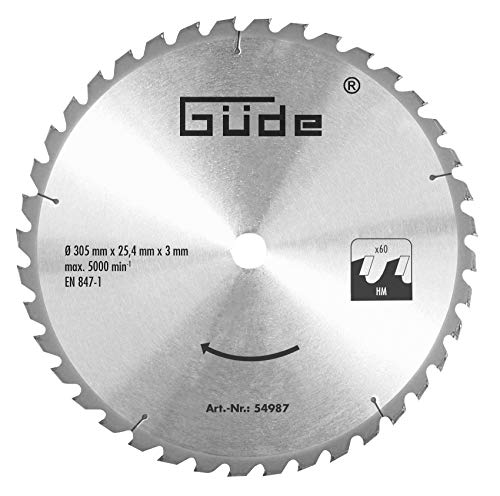 Güde 54987 Holzsägeblatt HM 305x25,4x60Z (Messer Hartmetall – 305 x 25 mm mit 4x60 Zähne) von Güde