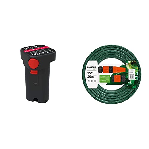 Güde 58493 Akkupack GAP 12-20 zu 58492 Akku Regenfasspumpe RFP 12-201-04 & Cellfast 10-100V Gartenschlauch, grün, 1/2“-20m von Güde