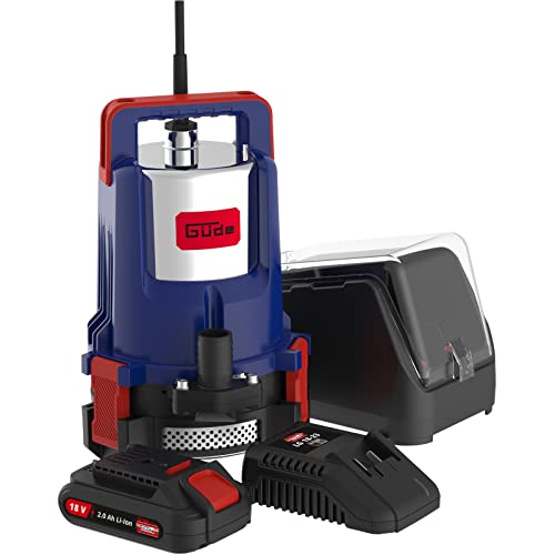 Güde 58568 Akku Klarwassertauchpumpe KTP 18-201-23, 2000 l/h, 2,0 Ah, 7 m Förderhöe von Güde