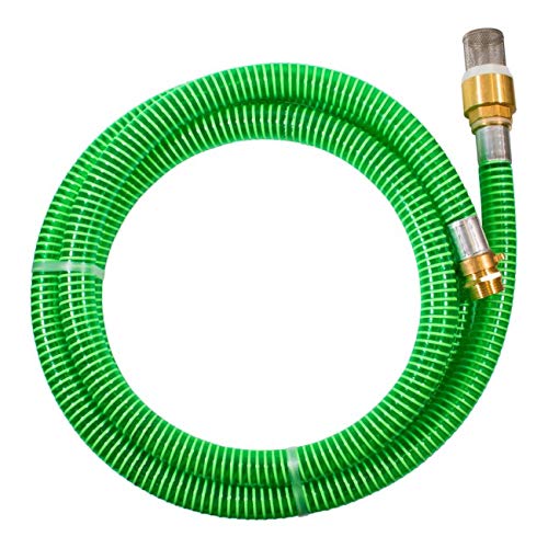 Güde 94440 Sauggarnitur KA 4P (Spiral-Ansaugschlauch mit Messing-Fußventil und Edelstahl-Saugkorb, 4 m), Grau von Güde