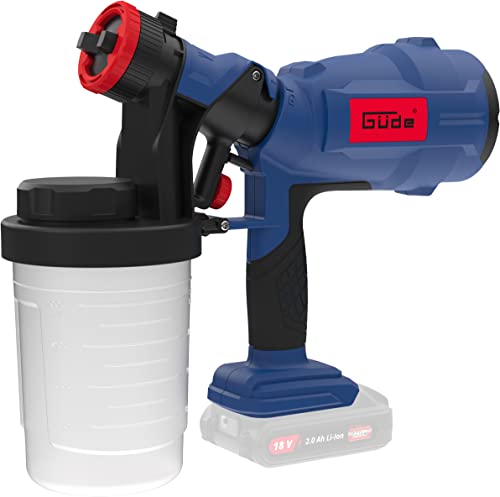 Güde Akku Farbsprühpistole FP 18-0 (18V, Farbbehälter 0,9 l, inkl. Düsen: Ø 2,0 & 2,5mm, 3 Sprühmuster, 0,7 l/min, gleichmäßiger Farbauftrag, einfach zu reinigen, mit Zubehör, ohne Akku und Ladegerät) Güde Akku Farbsprühpistole FP 18-0 (18V, Farbbehälter 0,9 l, inkl. Düsen: Ø 2,0 & 2,5mm, 3 Sprühmuster, 0,7 l/min, gleichmäßiger Farbauftrag, einfach zu reinigen, mit Zubehör, ohne Akku und Ladegerät) von Güde