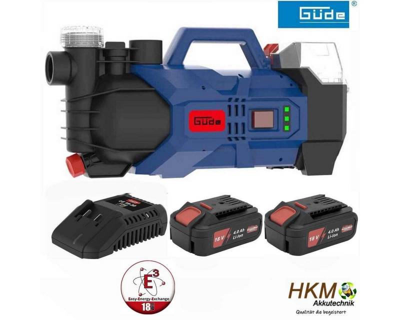 Güde Akku-Gartenpumpe Gartenpumpe GP 18 V Pumpe mit 2 x Akku 4.0 Ah & Ladegerät von Güde
