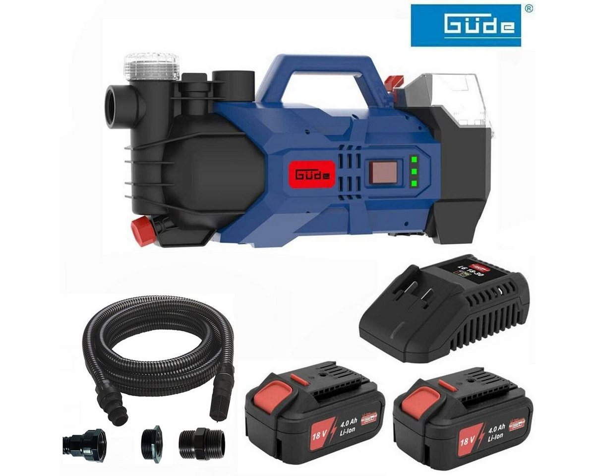 Güde Akku-Gartenpumpe Gartenpumpe GP 18 V mit 2 Akkus 4.0 Ah Wasserfilter Saugschlauch Güde Akku-Gartenpumpe Gartenpumpe GP 18 V mit 2 Akkus 4.0 Ah Wasserfilter Saugschlauch von Güde