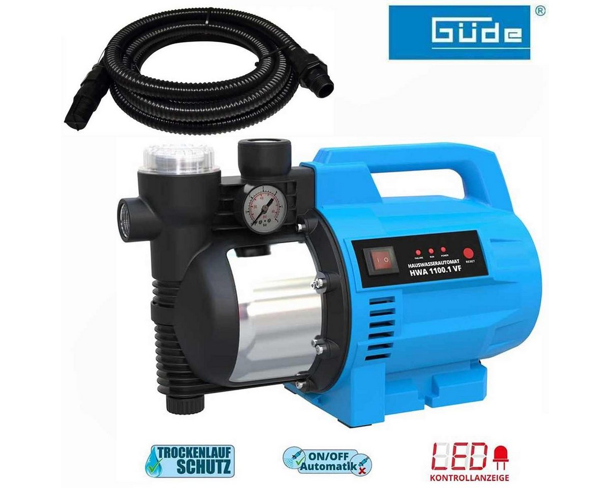 Güde Akku-Gartenpumpe Güde Hauswasserautomat HWA 1100.1 VF Gartenpumpe inkl. Saugschlauch von Güde