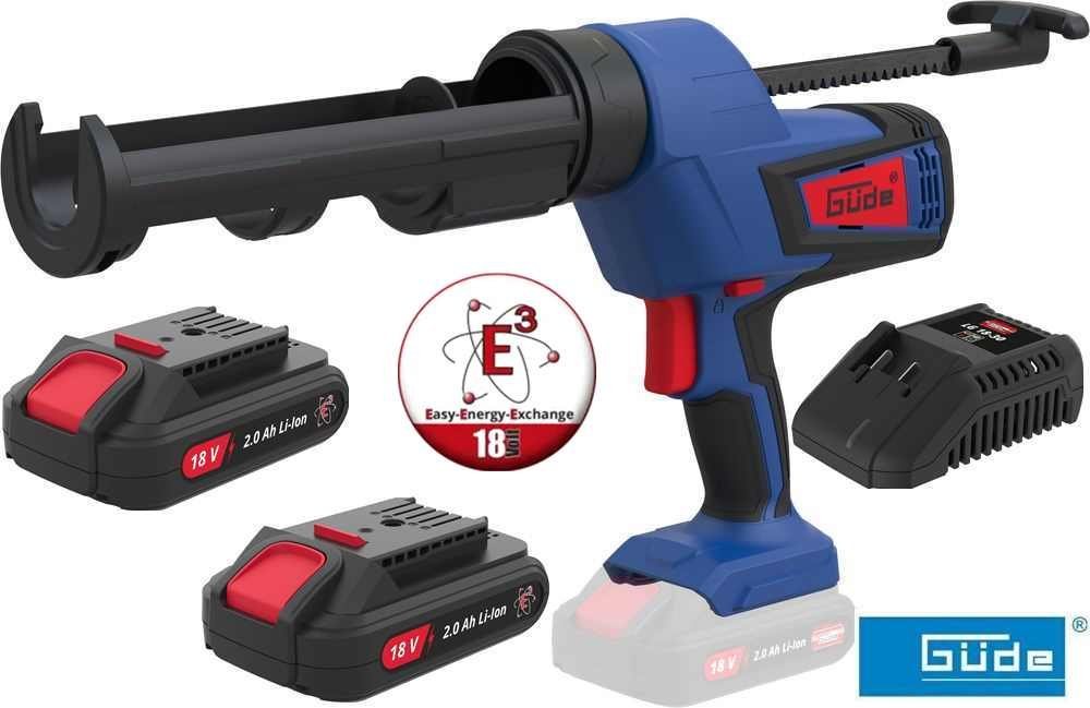 Güde Akku-Kartuschenpistole Güde Akku Silikonpistole 18V - E³ Akkusystem + 2 x Akku / Ladegerät von Güde