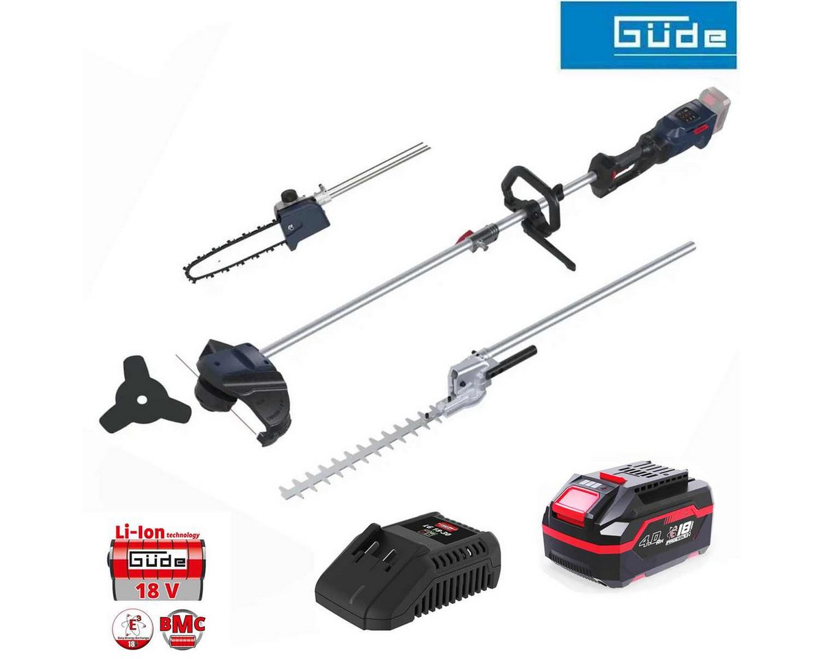 Güde Akku-Motorsense 18V Freischneider Trimmer Heckenschere Astkettensäge Akku 4.0 Ah 4in1 von Güde
