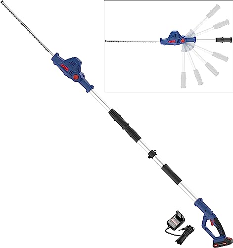 Güde Akku Teleskop Heckenschere HST 18-201-05 (18 V, 43 cm Schnittlänge, 15 mm Schnittstärke, 6-Fach schwenkbarer Kopf (90°), Teleskop-Auszug bis 2,65 m, Tragegurt, Softgriff, inkl. Akku & Ladegerät) von Güde