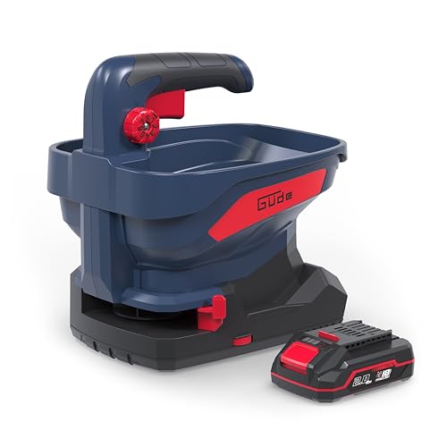 Güde Akku Universalstreuer GUS 18-201-05 (18 V, Li-Ion, 5 m Streubreite, 6 Geschwindigkeitsstufen, 8 Streumengenstufen, 6 Streubreitenwinkel, 3,3 Liter Fassungsverm., inkl. 2 Ah Akkupack & Ladegerät) von Güde