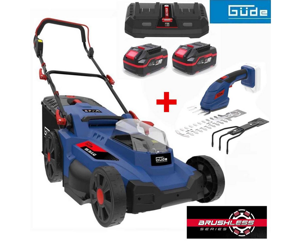 Güde Akkurasenmäher Akku Rasenmäher RM 36/43 mit 2 x Akku 4.0 Ah, Gras + Strauchschere Güde Akkurasenmäher Akku Rasenmäher RM 36/43 mit 2 x Akku 4.0 Ah, Gras + Strauchschere von Güde