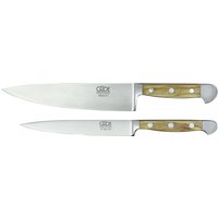 Güde Alpha Olive 2-teiliges Messerset mit Kochmesser 21 cm & Zubereitungsmesser 16 cm - CVM-Messerstahl - Griffschalen Olivenholz von Güde