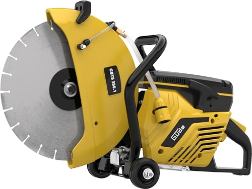 Güde Betontrennschneider GBTS 350.1 (2-Takt-Motor, 2,9/3,9 (kW/PS), 65 cm³ Hubr., 125 mm max. Schnitttiefe, 350 mm Trennscheiben-Ø, Nass und Trockenschnitt, inkl. Diamantscheibe & 3 Ersatzluftfilter) von Güde