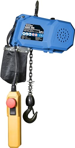 Güde Elektrischer Kettenzug GEKZ 300 (230 V, 410 W Motorleistung (P1), 300 kg max. Gewichtsbelastung, 3 m Kettenlänge, mit Notstopp, Gewicht haltende mechanische Getriebebremse, geräuscharmer Motor) von Güde