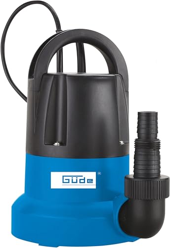 Güde Flachsaugerpumpe GFS 401 S (400 W, Fördervolumen 7000 l/h, max. Förderhöhe 8 m, max. Ansaughöhe 7 m, Noryl-Laufrad, Edelstahlwelle, Thermoschutz, 10 m Anschlusskabel, min. Einschalthöhe 30 mm) von Güde