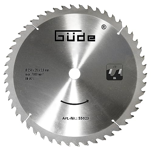 Güde 55023 Holzsägeblatt HM 250x20x50Z (aus Hartmetall, 25 cm Durchmesser, 2 cm Sägeblattbohrung, 50 Zähne, 2,8 mm Sägeblattstärke, für max. Schnitte mit bis zu 7000 1/min) Güde 55023 Holzsägeblatt HM 250x20x50Z (aus Hartmetall, 25 cm Durchmesser, 2 cm Sägeblattbohrung, 50 Zähne, 2,8 mm Sägeblattstärke, für max. Schnitte mit bis zu 7000 1/min) von Güde