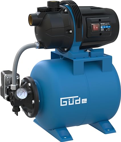 Güde Hauswasserwerk HWW 6035 (600 W, Kesselinhalt: 19 l, Fördervolumen: 3200 l/h, Förderhöhe: max. 35 m, Ansaughöhe: max. 7 m, Noryllaufrad, Stahltank, Druckschalter, Thermoschutzschalter, Manometer) von Güde