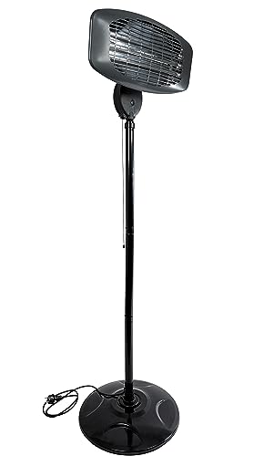 Güde Infrarot Standheizstrahler GIH 2000 (2000W Heizleistung, 3 Heizstufen (650/1035/2000 W), 15 m³ max. Raumheizvermögen, Quarz-Heizelemente, großer Standfuß & Kippschutz & stabiles Metallgestell) von Güde