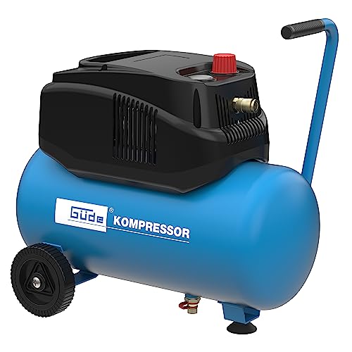 Güde 5122 Kompressor 190/08/24 ölfrei (max. Druck 8 bar, Kessel 24 l, 1200 W, Ansaugleistung 190 l/min, Druckminderer, Manometer, Kondensatablassschraube, Druckluftkupplung, mobil mit Transportgriff) von Güde