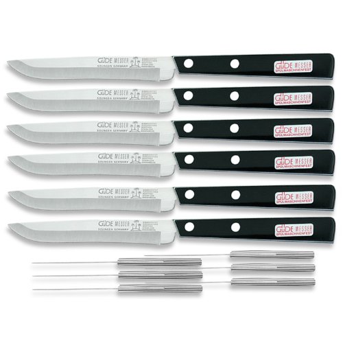 Güde Messer - Serie Universalmesser - Set Allzweck- und Steakmesser 6 TLG. - Klingen 11 cm - Feinverzahnung - Griff Kunststoff - 9300-11-6 von Güde