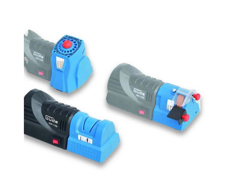 Güde Schärfstation GUS 1100, (Komplett-Set, Motoreinheit inklusive 3 verschiedene Module), 3in1,SDS,Schleifgerät,Messerschärfer,Bohrerschärfe von Güde
