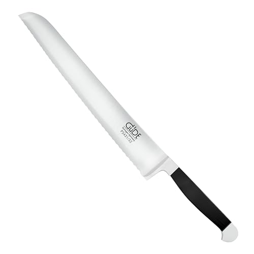 Güde Solingen Made in Germany - deutsches Brotmesser Handarbeit 32 cm Klingenlänge Alpha Pure Doppelkropf - geschmiedet Ergonomischer schwarzer Micarta-Griff - Patentierter Franz Wellenschliff von Güde