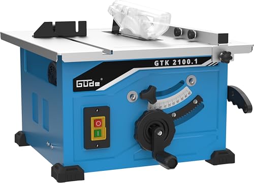 Güde Tischkreissäge GTK 2100.1 (1200 W, TÜV/GS, 2950 1/min, Schnitthöhe 45 mm, HM-Sägeblatt Ø 210 mm, Winkel- und Parallelanschlag, Anschluss für Absauganlage, Sägeblattschutz) von Güde