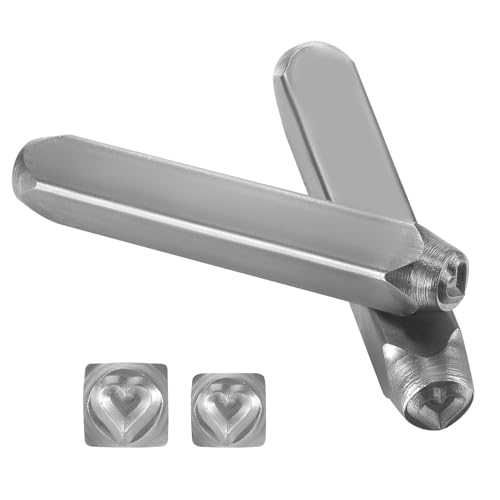 Gueenky 2 Stück Metallstempel Set, 5mm/6mm Schlagstempel Herz Motiven Symbol Metallstempel Herz Motiv, Schlagstempel Metall zum Stempeln von Metall Kunststoff Holz Leder von Gueenky