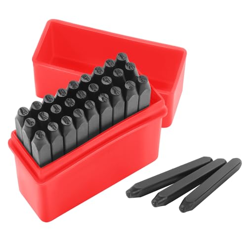 Gueenky 27 Stück Schlagbuchstaben Set 2mm, Alphabet A-Z & Schlagbuchstaben Metall, Schlagstempel zum Stempeln von Metall Kunststoff Holz Leder von Gueenky