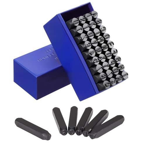 Gueenky 36 Stück Schlagzahlen Set, 10mm Schlagbuchstaben Set, Alphabet A-Z Nummer 0-9, Schlagbuchstaben Metall, Schlagstempel Zahlen zum Stempeln von Metall Kunststoff Holz Leder von Gueenky